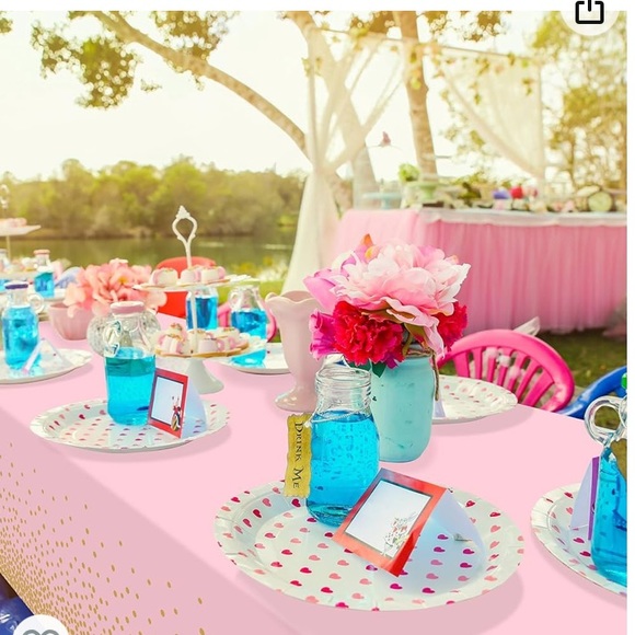 FunnyPars 4 Pack Pink and Gold Plastic Tablecloth for Parties, 3 bundles - Picture 3 of 7